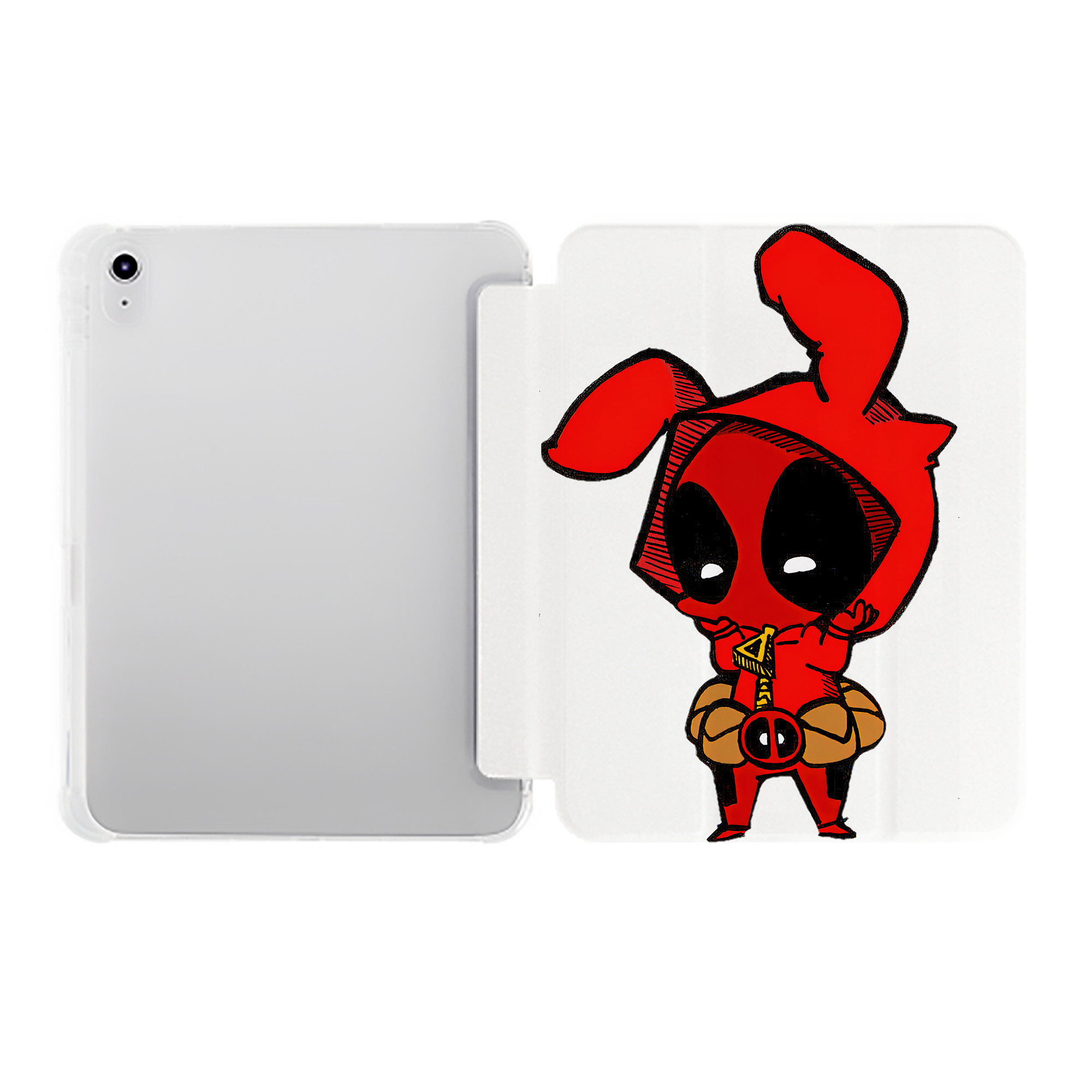 （画像用） Deadpool デッドプール IPad ケース ペン収納付き 三つ折りスタンド PUレザー×シリコン 対応機種9.5/10.5/10.9インチ